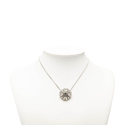 Chanel CC Logo Necklace Silver Metal Rhinestone — view 6