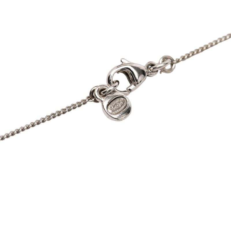 Chanel CC Logo Necklace Silver Metal Rhinestone — view 5