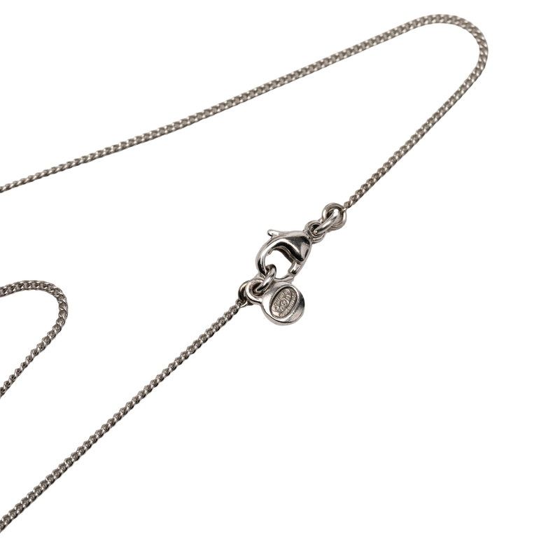 Chanel CC Logo Necklace Silver Metal Rhinestone — view 4