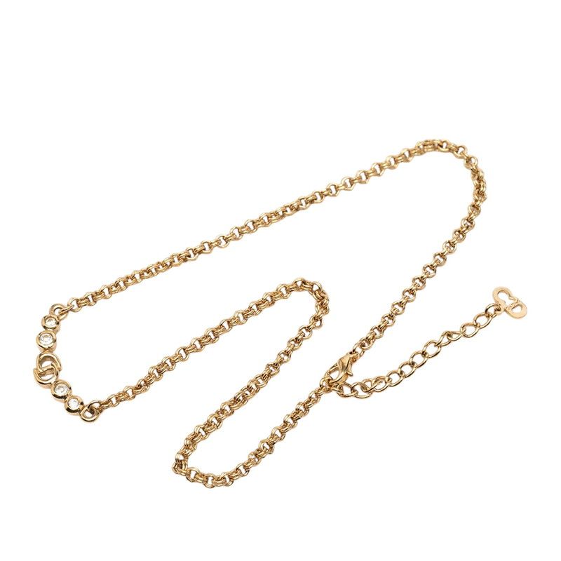 Dior CD Logo Necklace Gold Plated Rhinestone — view 2
