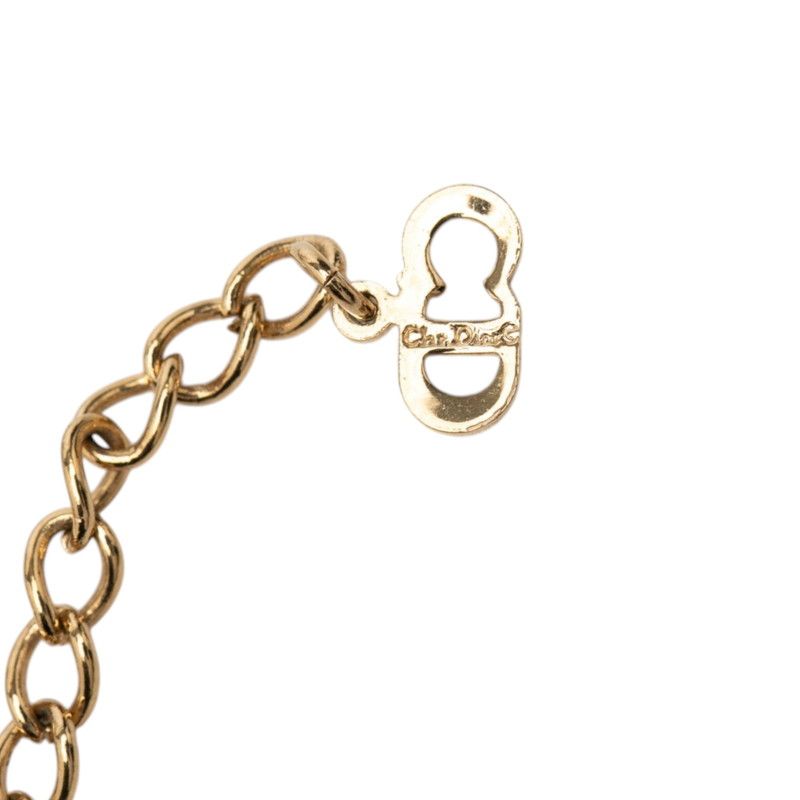 Dior CD Logo Necklace Gold Plated Rhinestone — view 6