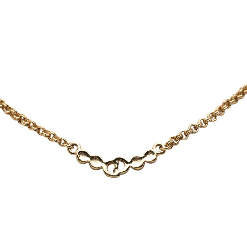 Dior CD Logo Necklace Gold Plated Rhinestone — view 4