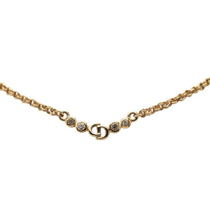 Dior CD Logo Necklace Gold Plated Rhinestone — view 3