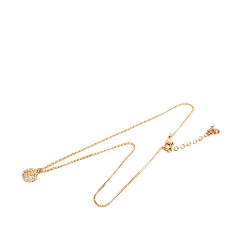 Dior CD Logo Necklace Gold Plated Rhinestone — view 3