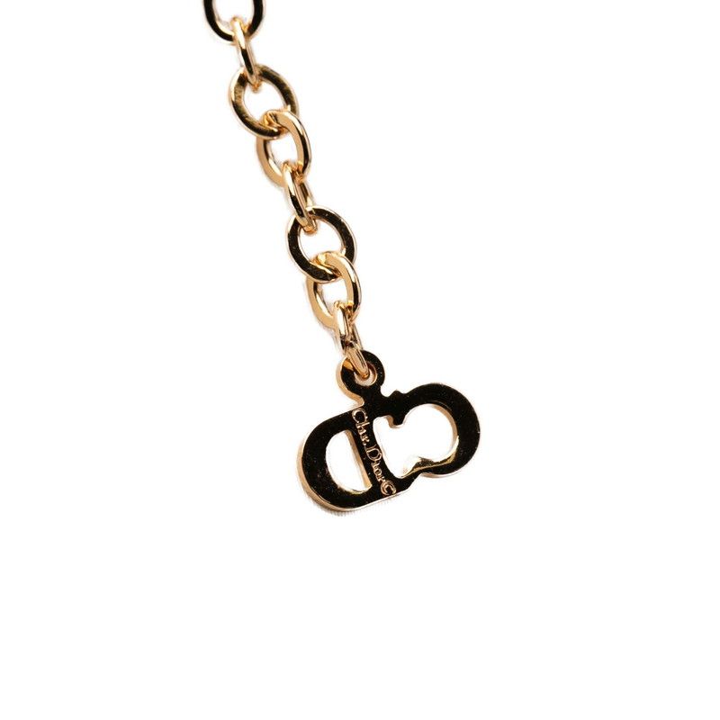 Dior CD Logo Necklace Gold Plated Rhinestone — view 5