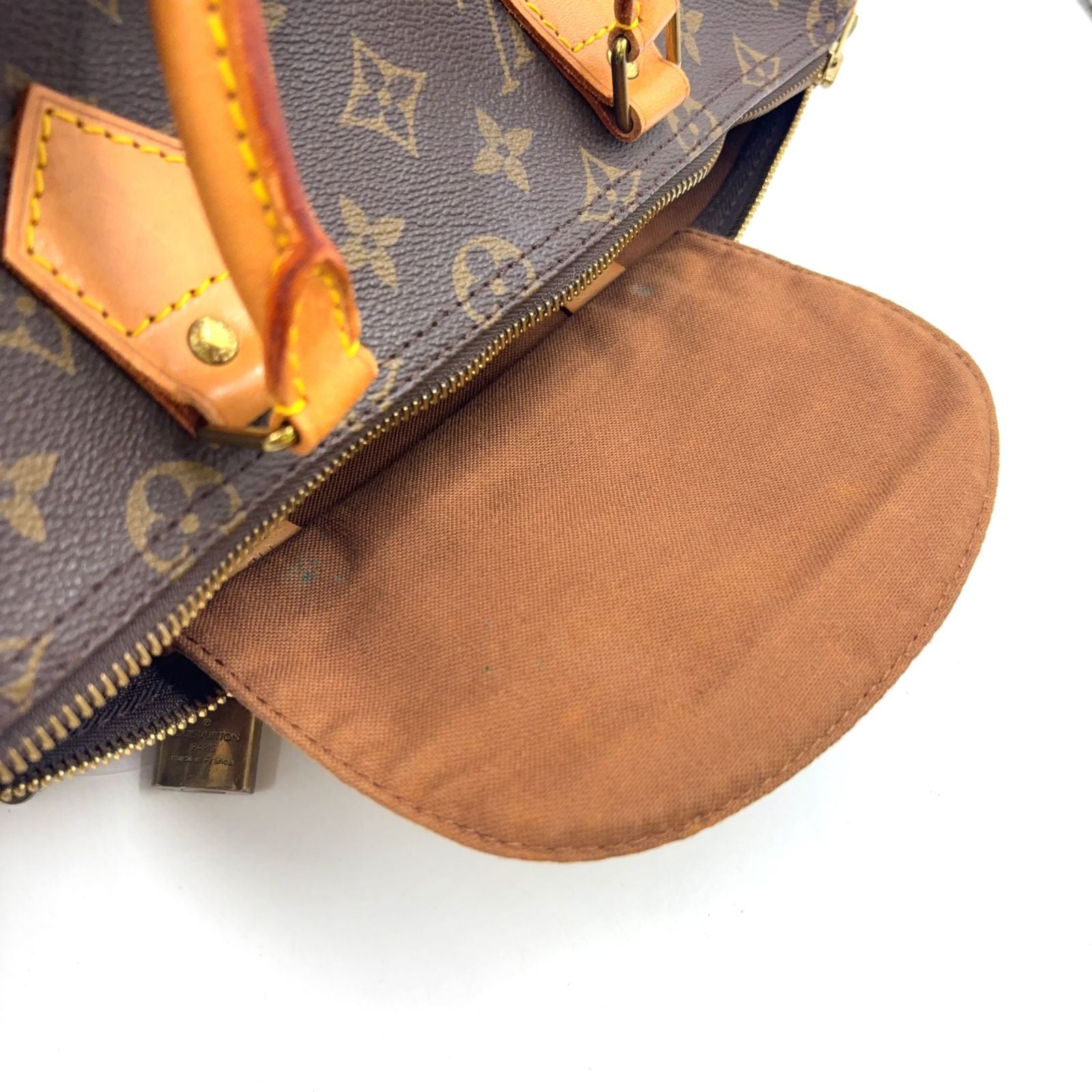 Louis Vuitton Speedy 35 Monogram Leather Brown Handbag Gold — view 7