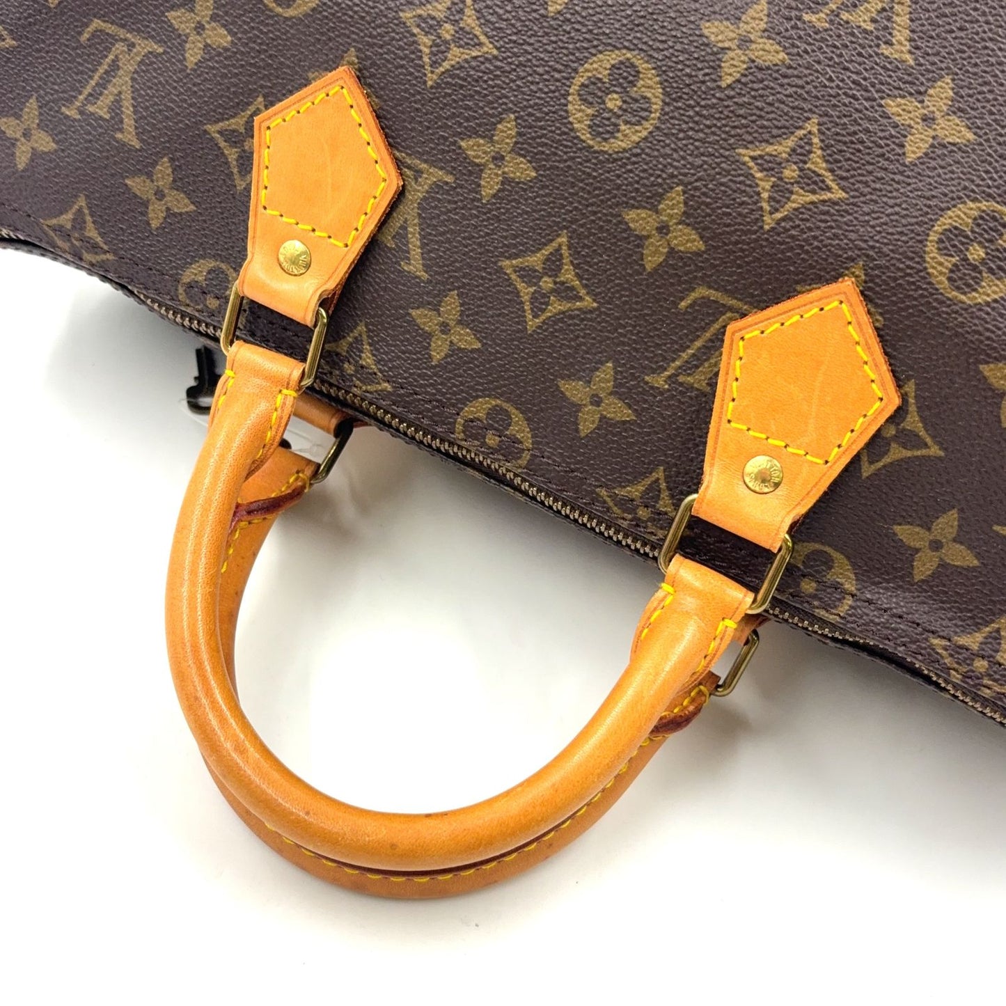 Louis Vuitton Speedy 35 Monogram Leather Brown Handbag Gold — view 9