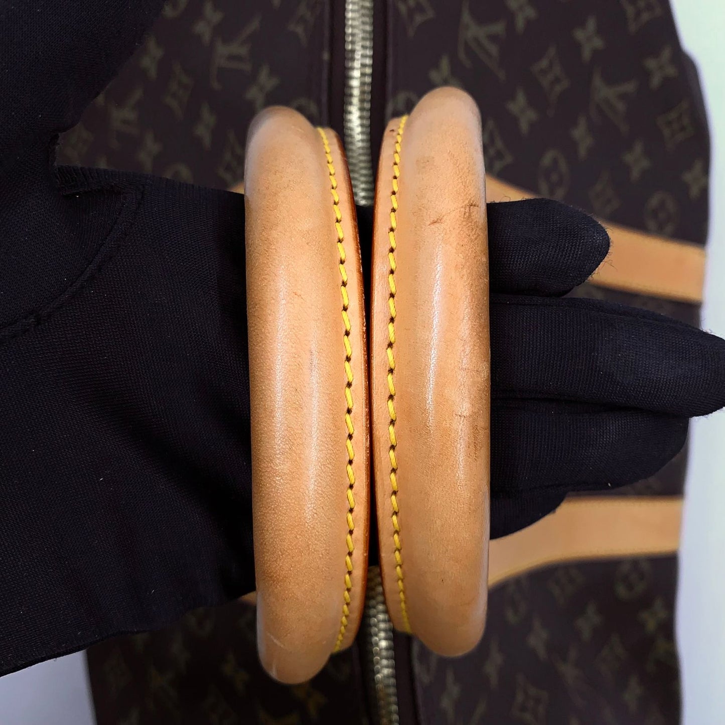 Louis Vuitton Keepall 45 Monogram Leather Brown Boston Bag Gold — view 5