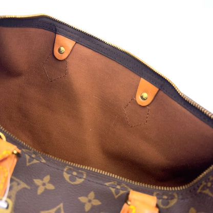 Louis Vuitton Speedy 35 Monogram Leather Brown Handbag Gold — view 5
