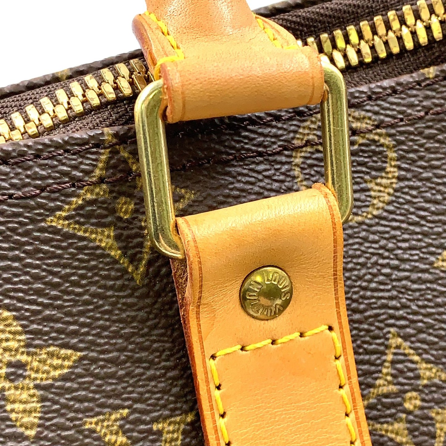 Louis Vuitton Keepall 45 Monogram Leather Brown Boston Bag Gold — view 8