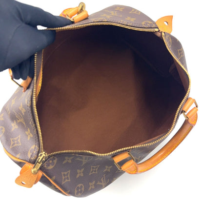 Louis Vuitton Speedy 35 Monogram Leather Brown Handbag Gold — view 3