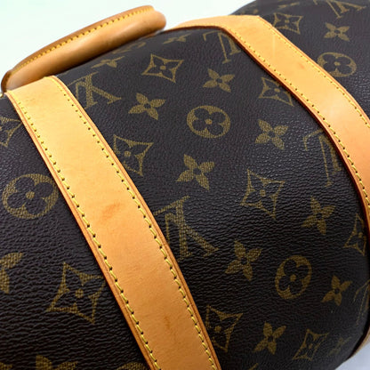 Louis Vuitton Keepall 45 Monogram Leather Brown Boston Bag Gold — view 9