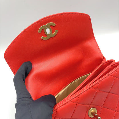 Chanel CC Lambskin Orange Shoulder Bag Gold — view 8