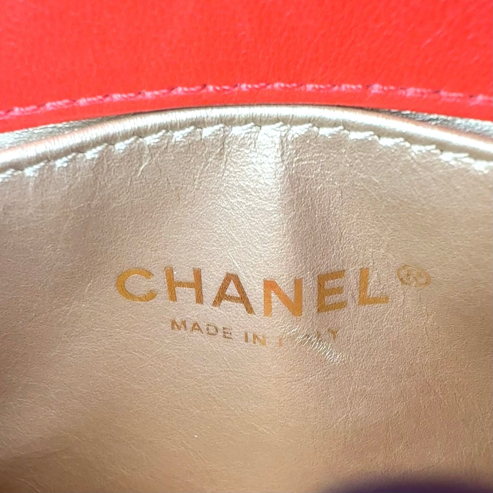 Chanel CC Lambskin Orange Shoulder Bag Gold — view 4