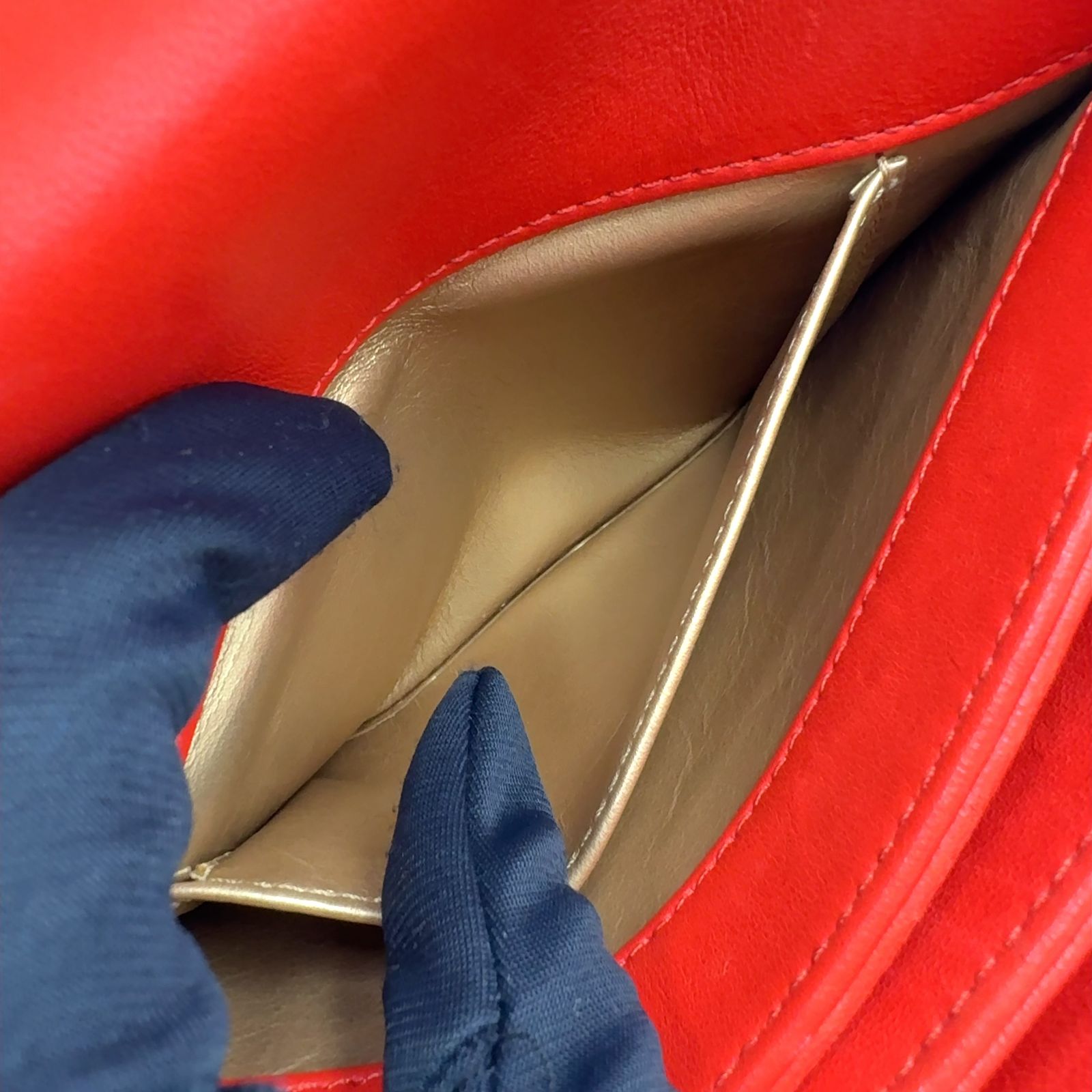Chanel CC Lambskin Orange Shoulder Bag Gold — view 7
