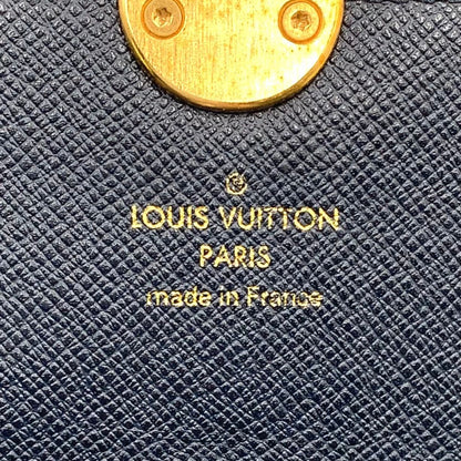 Louis Vuitton Portefeuille Sarah Cuir Utah Initials Leather Navy Wallet Gold — view 4