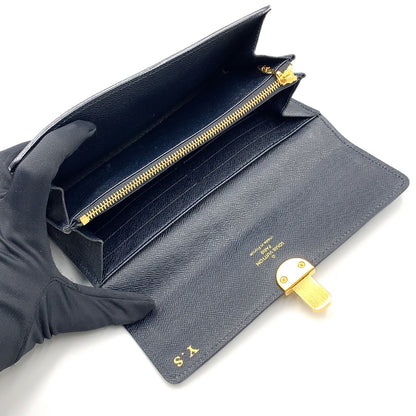 Louis Vuitton Portefeuille Sarah Cuir Utah Initials Leather Navy Wallet Gold — view 3