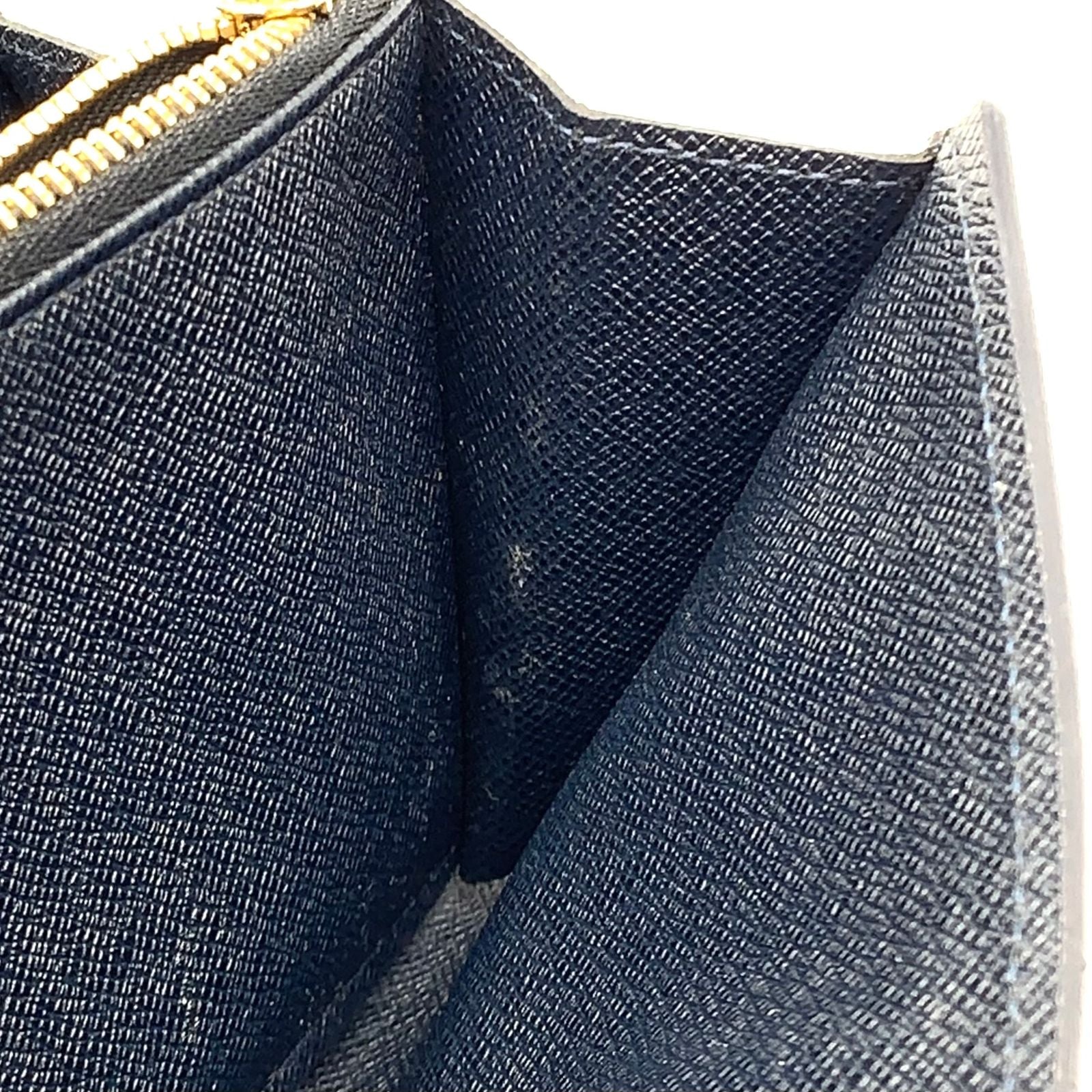 Louis Vuitton Portefeuille Sarah Cuir Utah Initials Leather Navy Wallet Gold — view 7