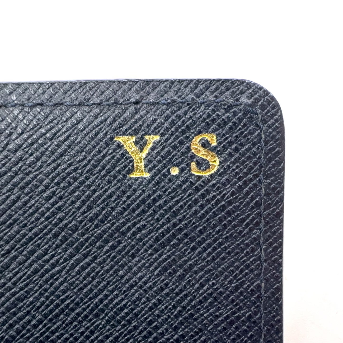 Louis Vuitton Portefeuille Sarah Cuir Utah Initials Leather Navy Wallet Gold — view 5