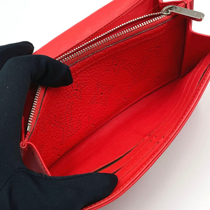Louis Vuitton Portefeuille Iris Mahina Corail Leather Red Bifold Wallet Silver — view 7