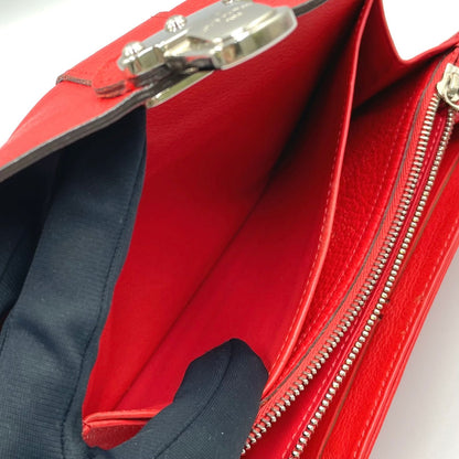 Louis Vuitton Portefeuille Iris Mahina Corail Leather Red Bifold Wallet Silver — view 4