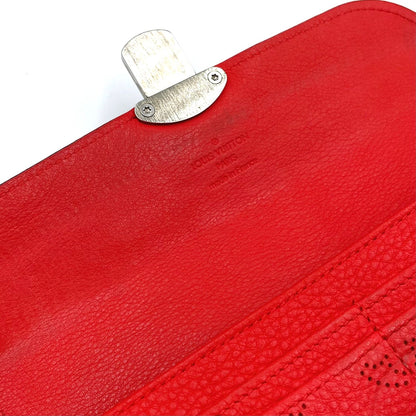 Louis Vuitton Portefeuille Iris Mahina Corail Leather Red Bifold Wallet Silver — view 9