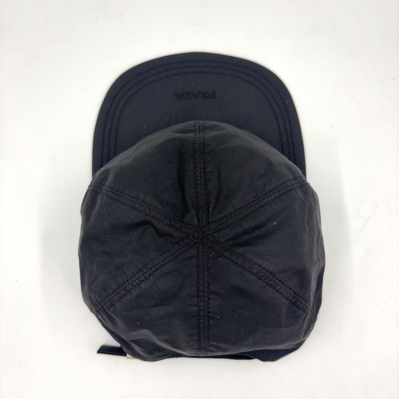 Prada Logo Embroidery Nylon Black Hat Silver — view 3