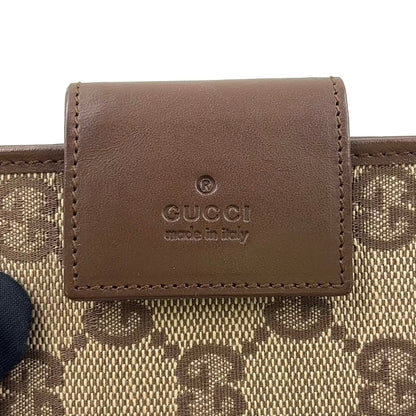Gucci GG Canvas Leather Brown Notebook Cover Silver Agenda — view 4