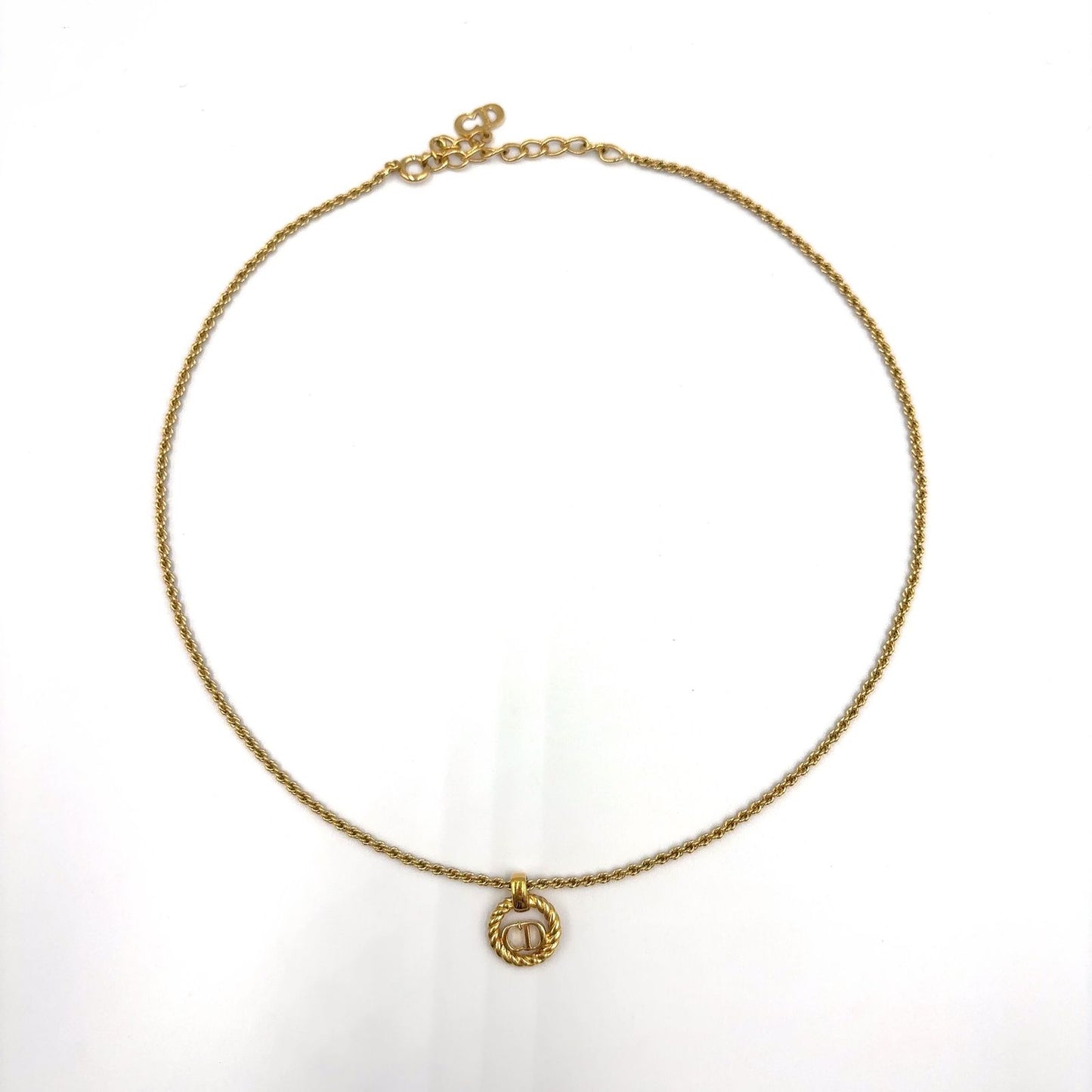 Dior CD Logo Round Gold Plated Necklace — view 3