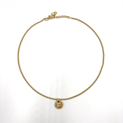 Dior CD Logo Round Gold Plated Necklace — view 3