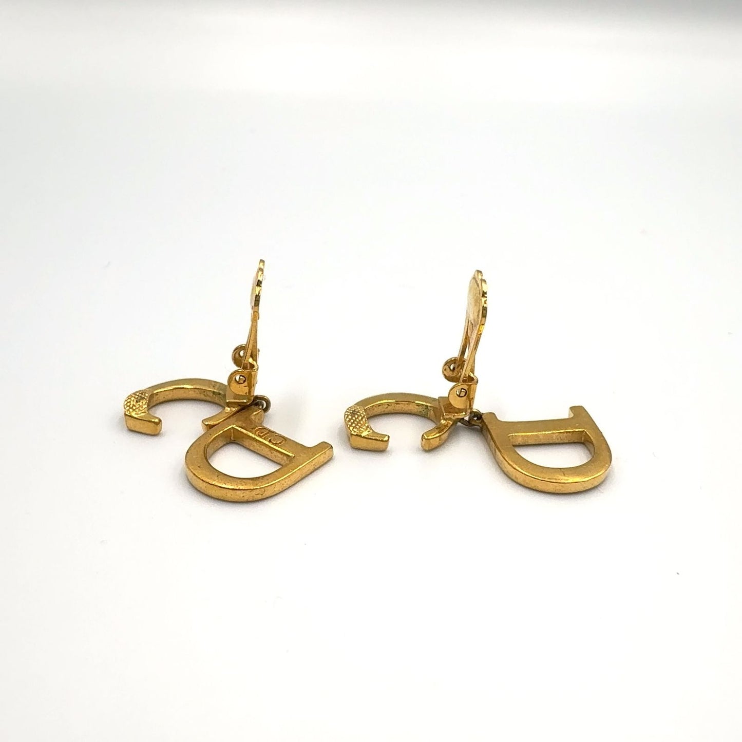 Dior CD Logo Swing Gold Plated Earrings — view 9