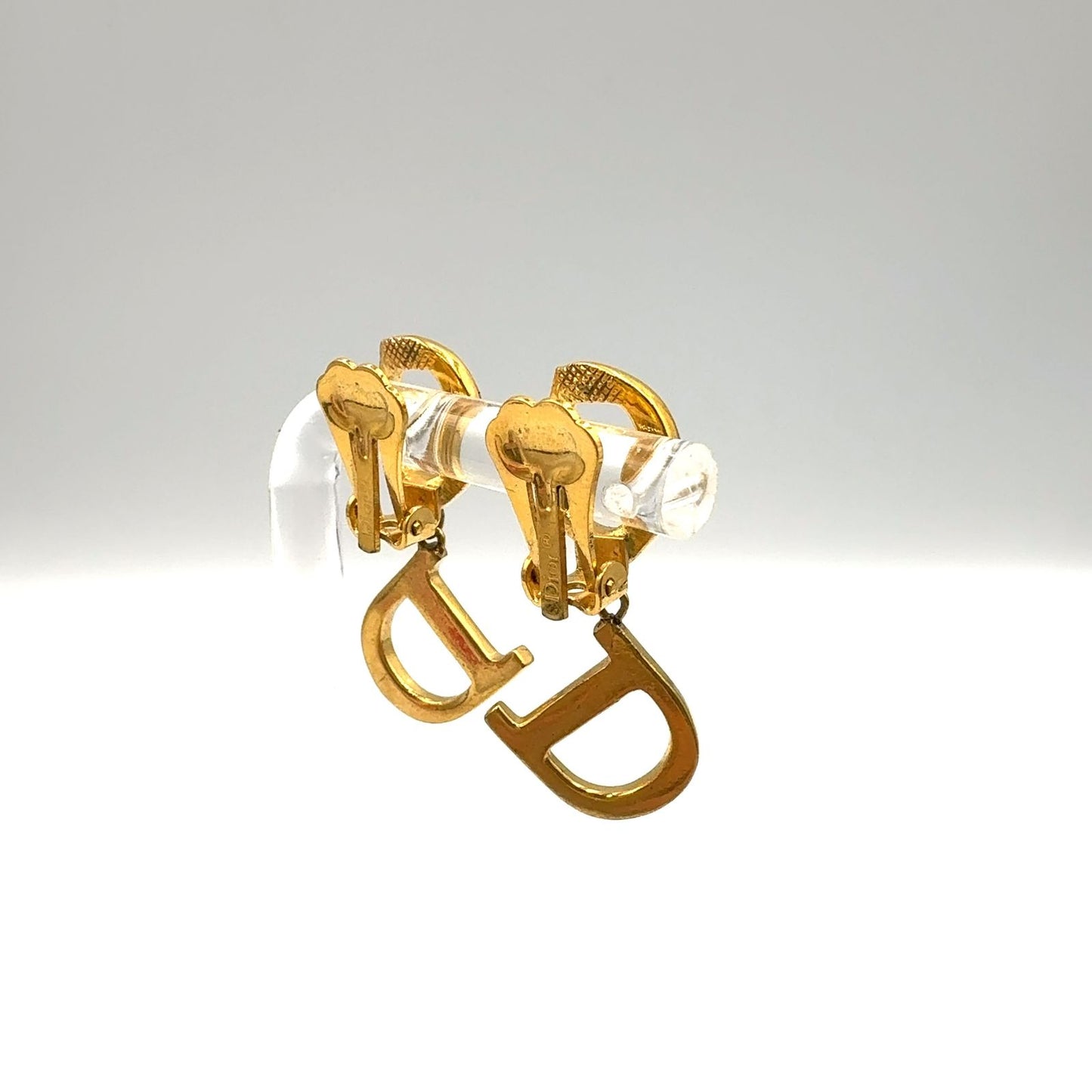 Dior CD Logo Swing Gold Plated Earrings — view 4