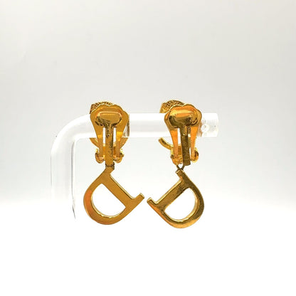 Dior CD Logo Swing Gold Plated Earrings — view 3