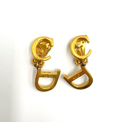 Dior CD Logo Swing Gold Plated Earrings — view 6