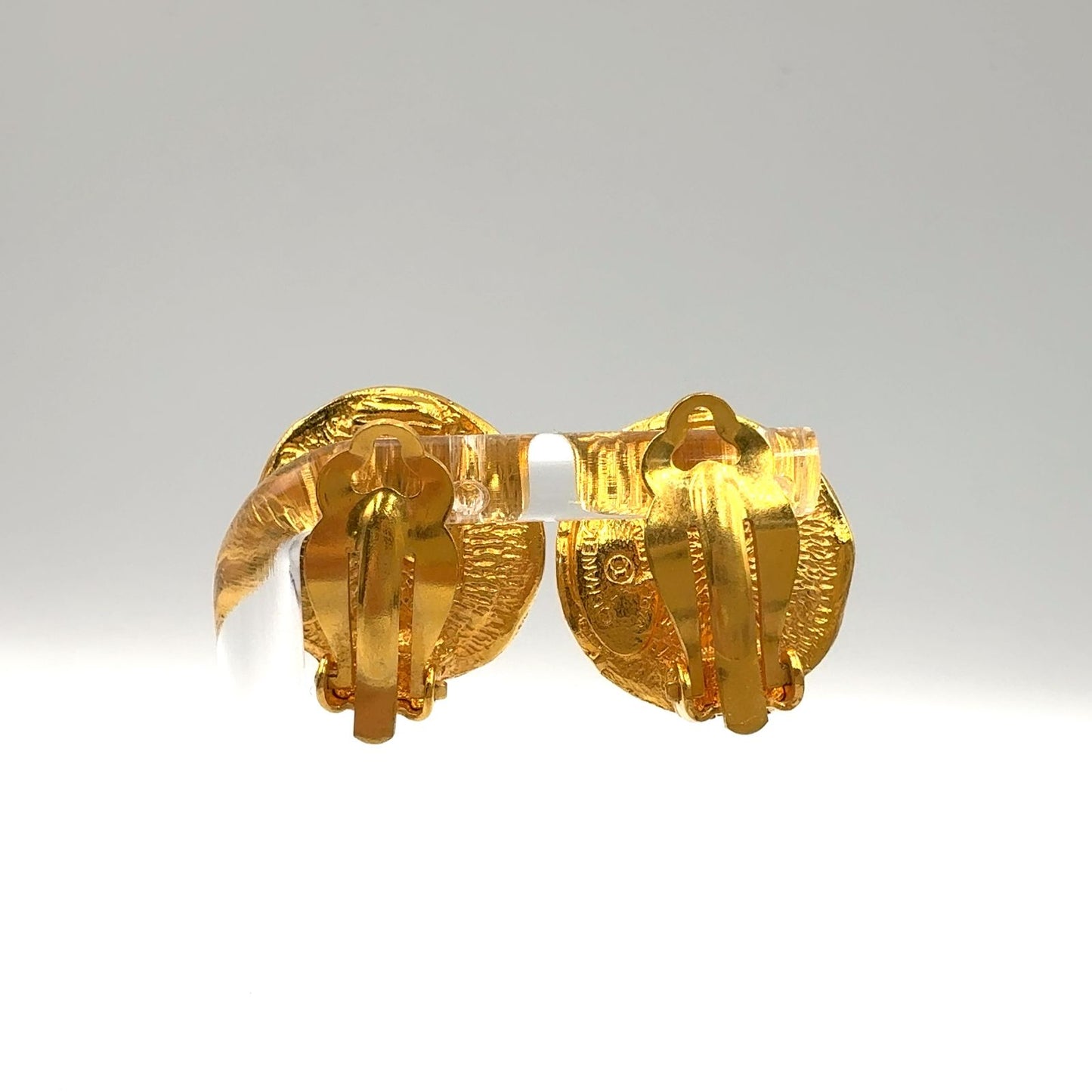 Chanel Round Logo Faux Pearl Gold White Earrings — view 3