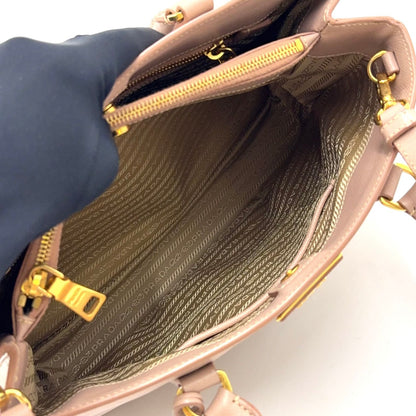 Prada Galleria Saffiano Leather Pink Beige Shoulder Bag Gold — view 5