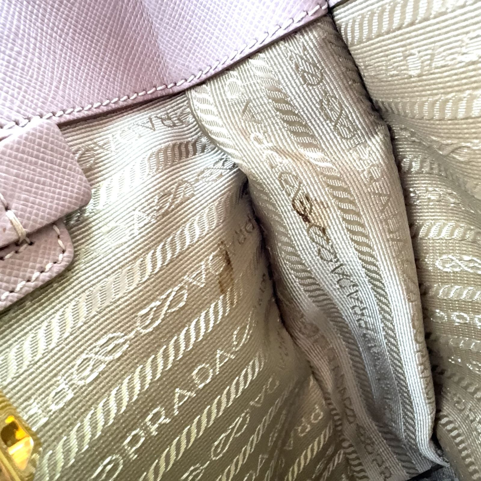 Prada Galleria Saffiano Leather Pink Beige Shoulder Bag Gold — view 7