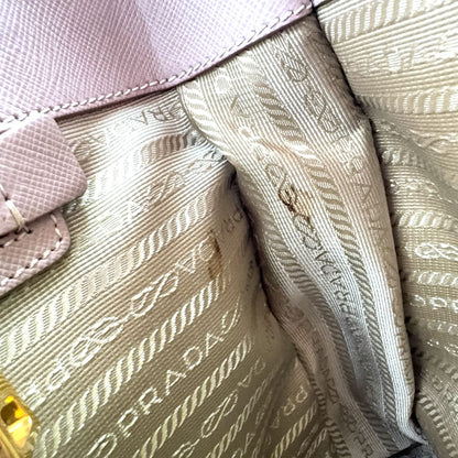 Prada Galleria Saffiano Leather Pink Beige Shoulder Bag Gold — view 7