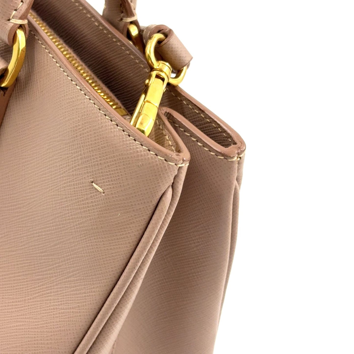 Prada Galleria Saffiano Leather Pink Beige Shoulder Bag Gold — view 9