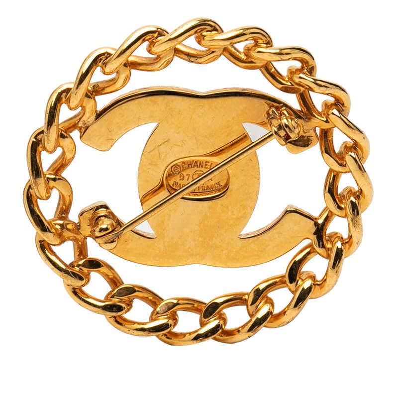 Chanel CC Logo Vintage Turnlock Chain Brooch Gold Plated — view 2