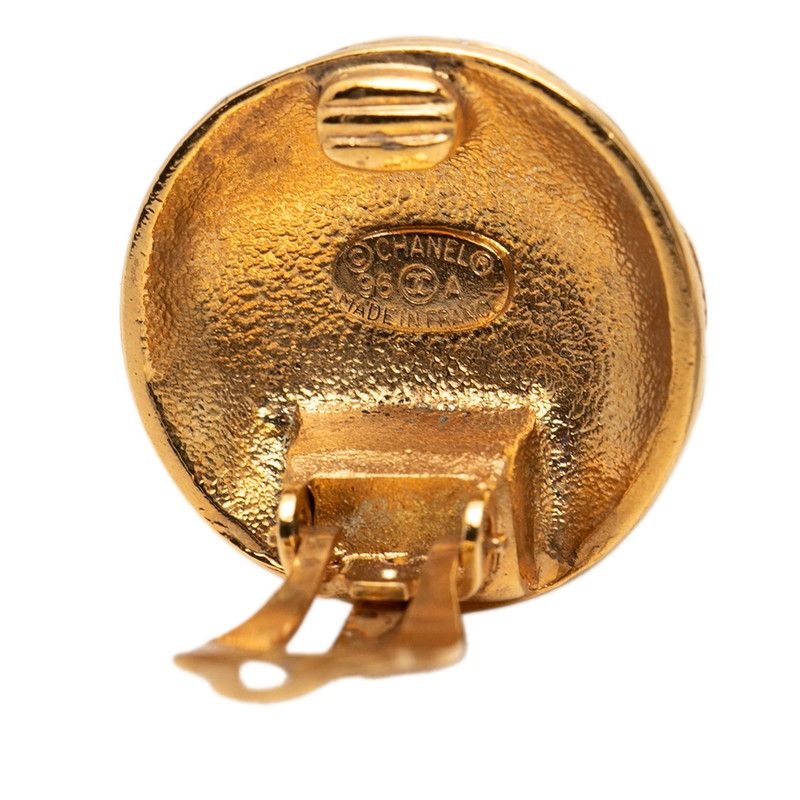 Chanel CC Logo Vintage Earrings Gold Plated — view 3