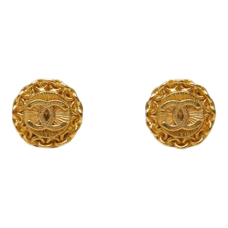 Chanel CC Logo Vintage Earrings Gold Plated — view 2