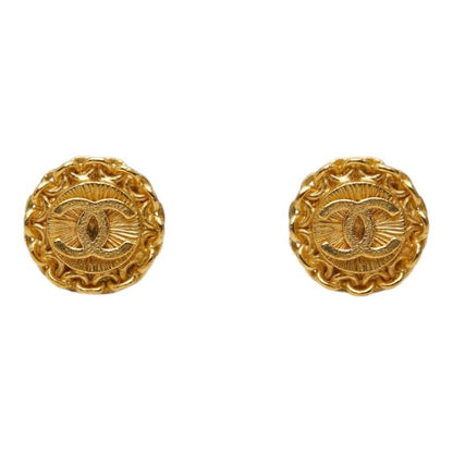 Chanel CC Logo Vintage Earrings Gold Plated — view 2
