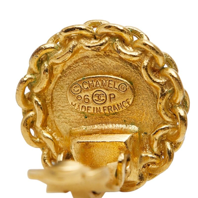 Chanel CC Logo Vintage Earrings Gold Plated — view 4