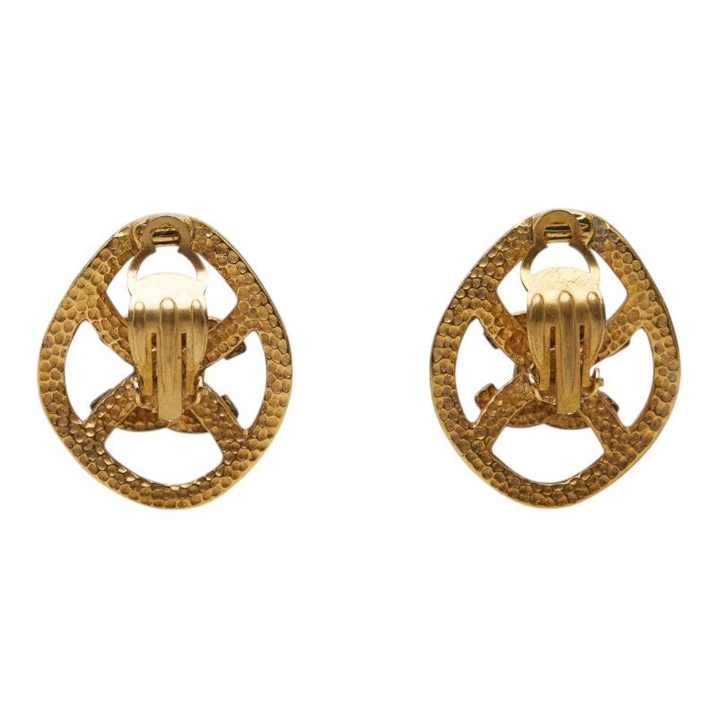 Chanel CC Logo Vintage Earrings Gold Plated — view 3