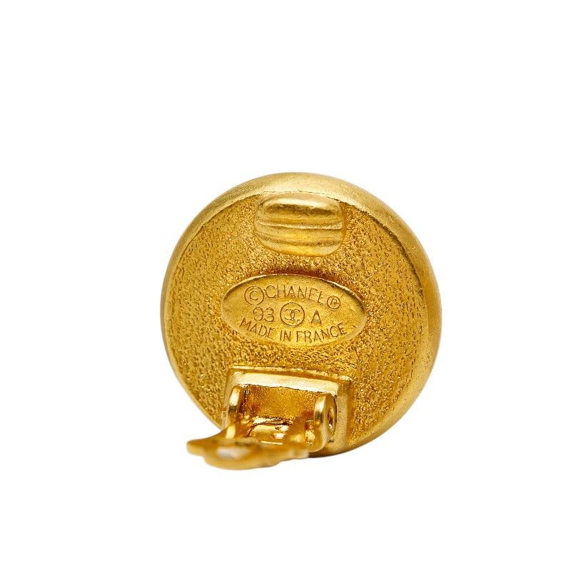 Chanel Gripoix Vintage Earrings Gold Red Plated — view 4