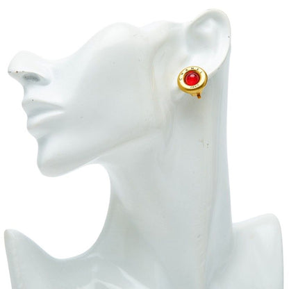 Chanel Gripoix Vintage Earrings Gold Red Plated — view 5