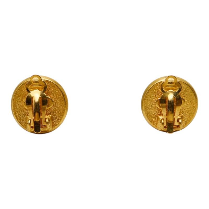 Chanel Gripoix Vintage Earrings Gold Red Plated — view 3