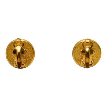 Chanel Gripoix Vintage Earrings Gold Red Plated — view 3