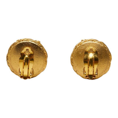 Chanel CC Logo Gripoix Earrings Gold Red Plated Rhinestone — view 3